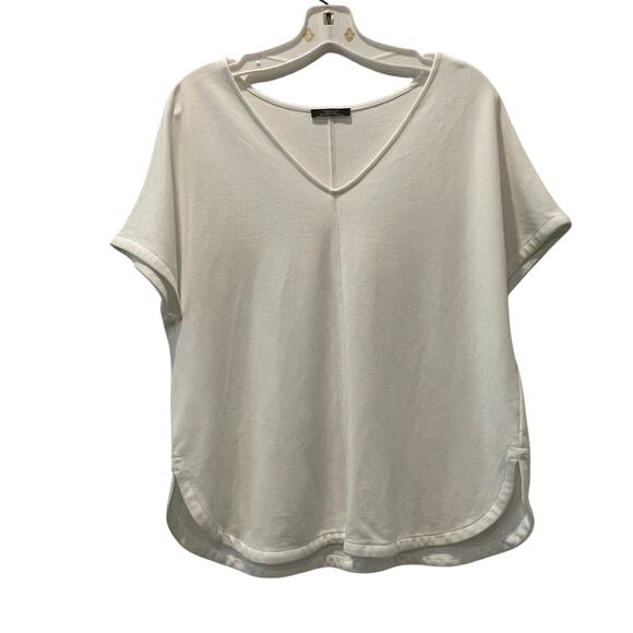 Parfois White Top Womens Size M  L Relaxed Fit V Neck Short Sleeve White Tee - Picture 1 of 7